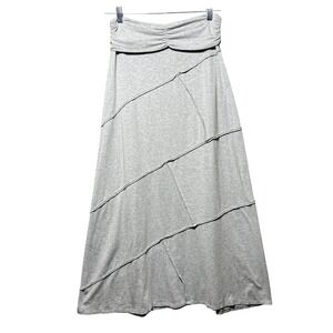 Mod-o-doc Grey Cotton Modal Jersey Maxi Skirt Raw Seam Detail Womens Medium